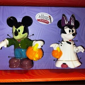 Halloween Frankenstein Hand Painted Mickey and Minnie Salt & Pepper Figurines